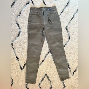 Express High Waisted Hyper Stretch Olive Green Skinny Jeans Size 6R New